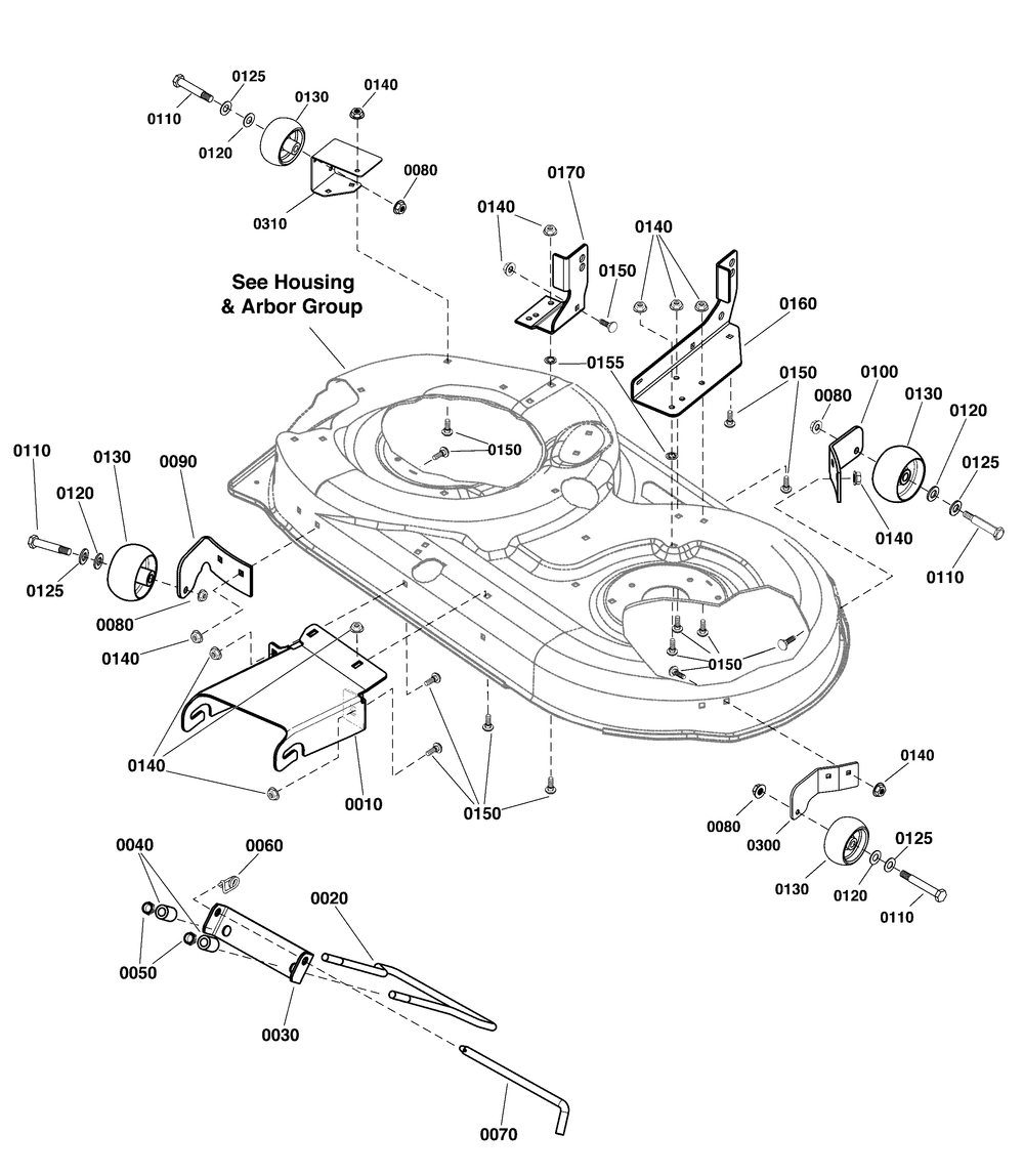 42" Mower Deck - Height Adjustment Diagram and Parts List for 1696797-01 2017 Briggs and Stratton Lawn Tractor Accessories